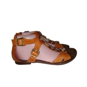 Fergie Women's Gladiator Slingback Orange Brown  Buckle Sandals size 9